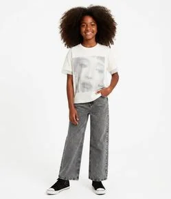 Camiseta Infantil com Sobreposição de Tule - Tam 5 A 16 Anos