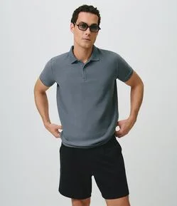 Camisa Polo Regular em Jacquard Texturizada