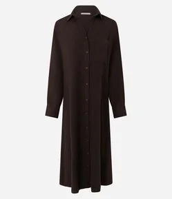 Vestido Chemise em Viscolinho com Mangas Longas