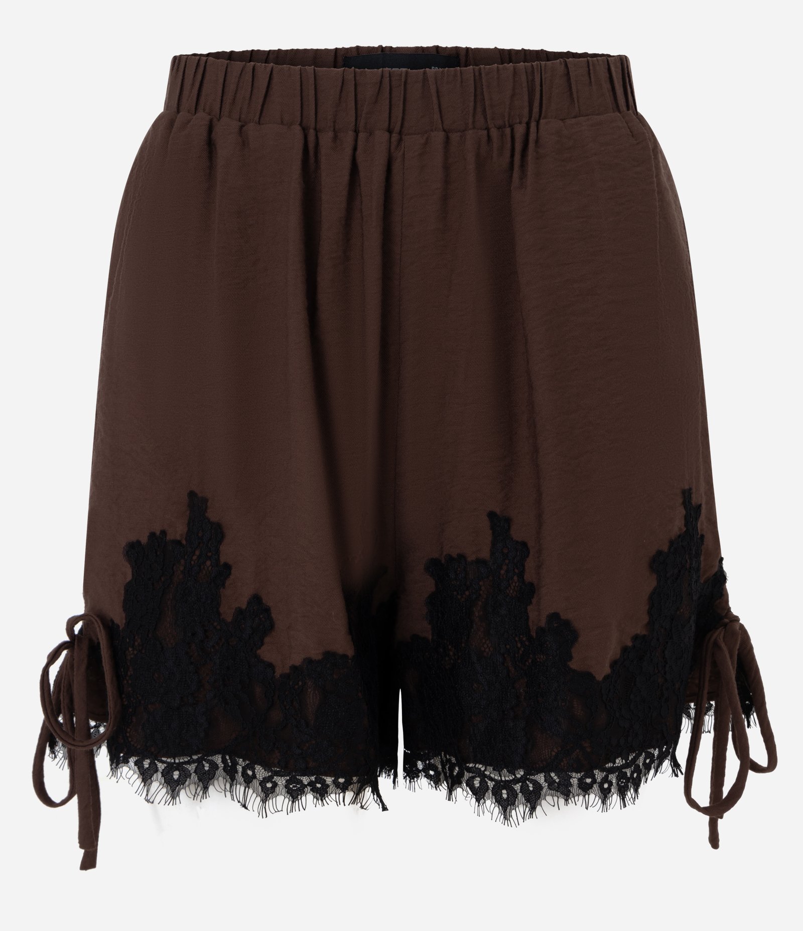 Short em Viscose com Detalhe de Renda e Amarração na Lateral Marrom 5
