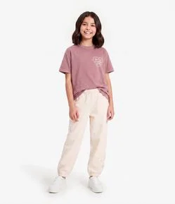 Calça Parachute Infantil em Moletom com Aplicação de Estrelas - Tam 5 A 16 Anos
