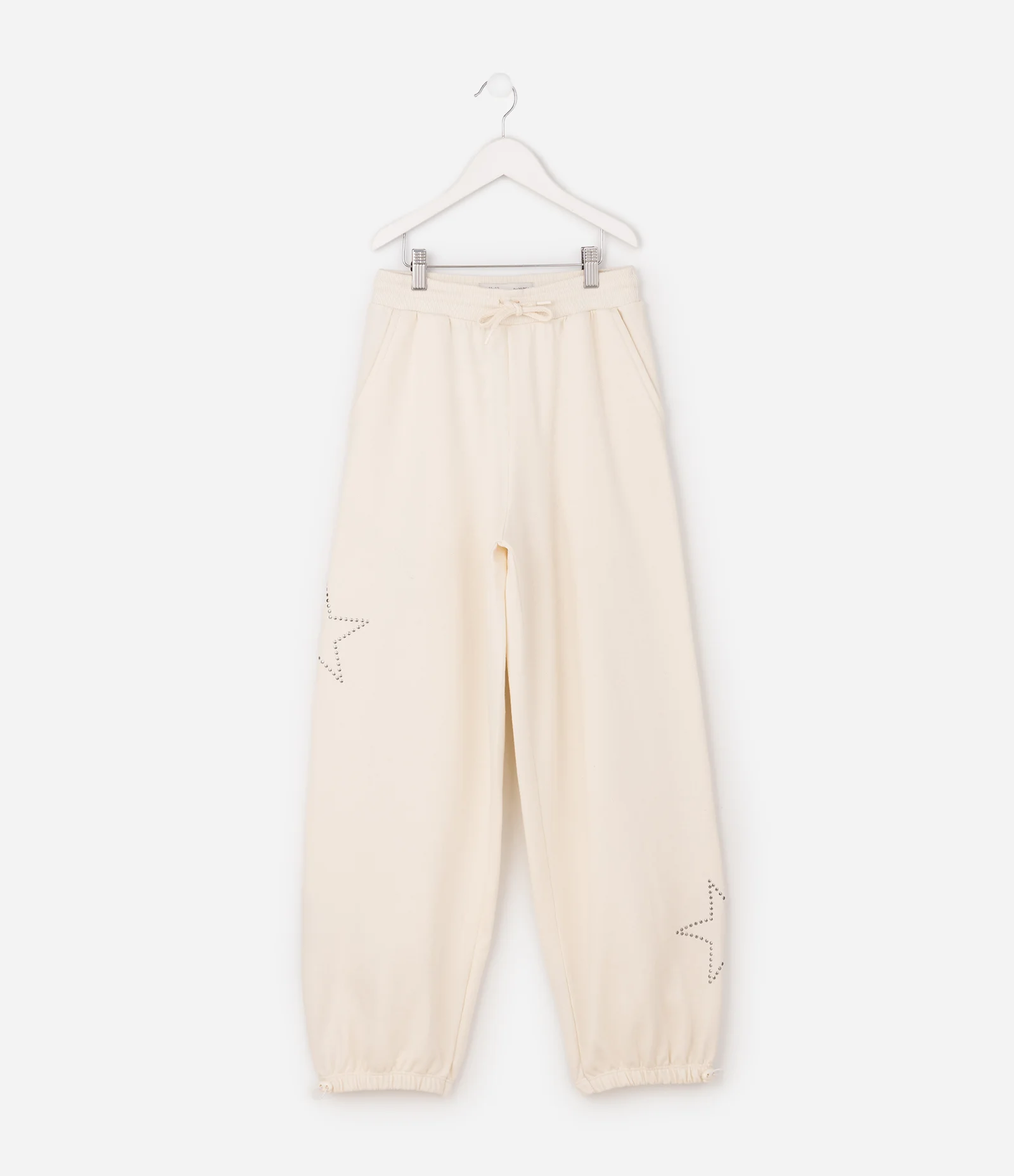 Calça Parachute Infantil em Moletom com Aplicação de Estrelas - Tam 5 A 16 Anos Bege 1