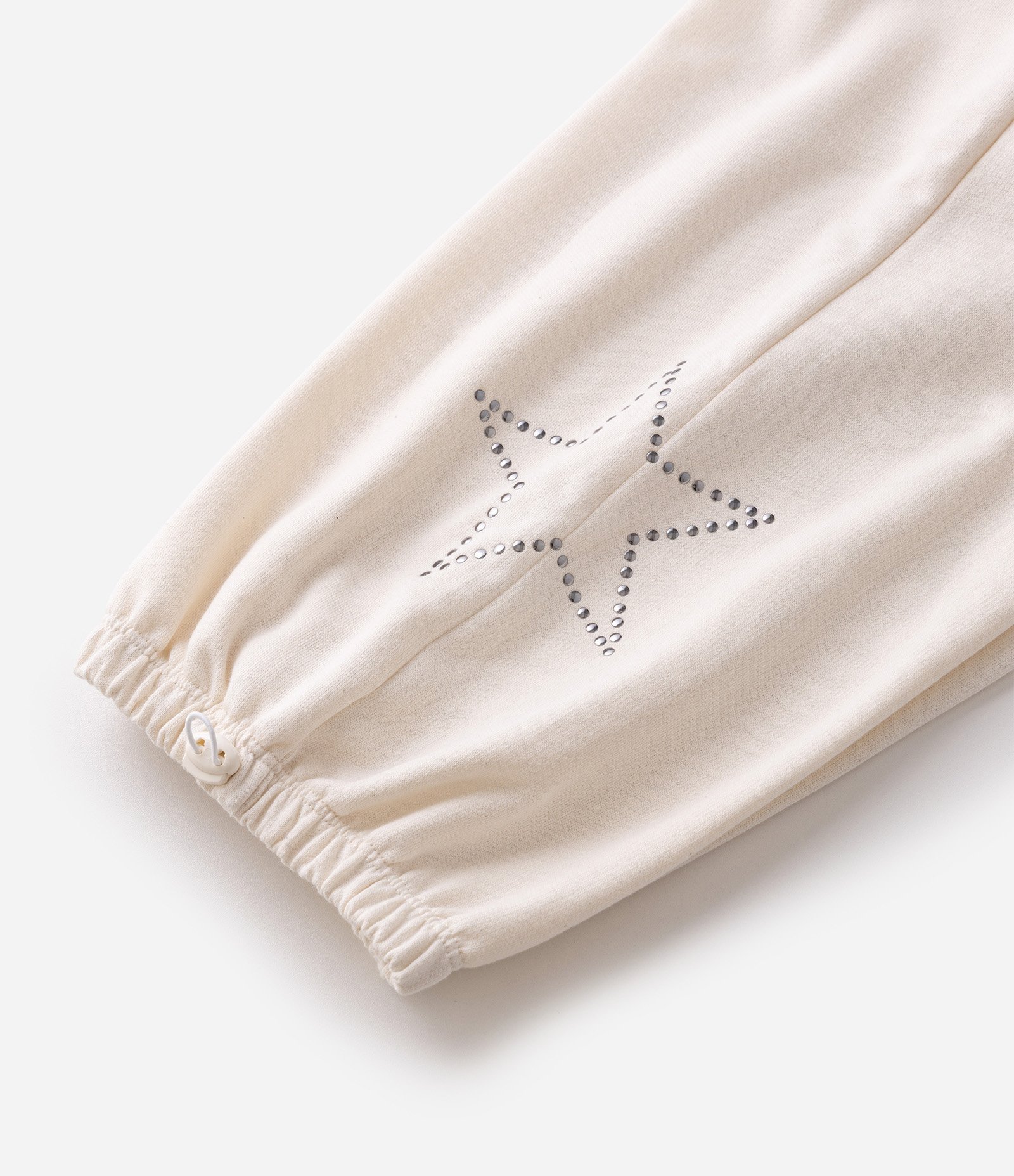 Calça Parachute Infantil em Moletom com Aplicação de Estrelas - Tam 5 A 16 Anos Bege 4