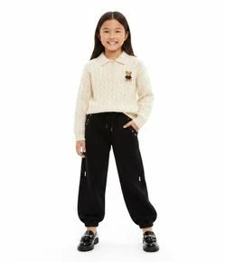 Calça Parachute Infantil em Moletom com Tachas – Tam 5 a 16 Anos