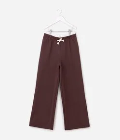 Calça Wide em Moletom com Cordão - Tam 5 a 16