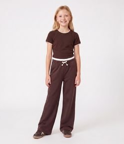 Calça Wide em Moletom com Cordão - Tam 5 a 16