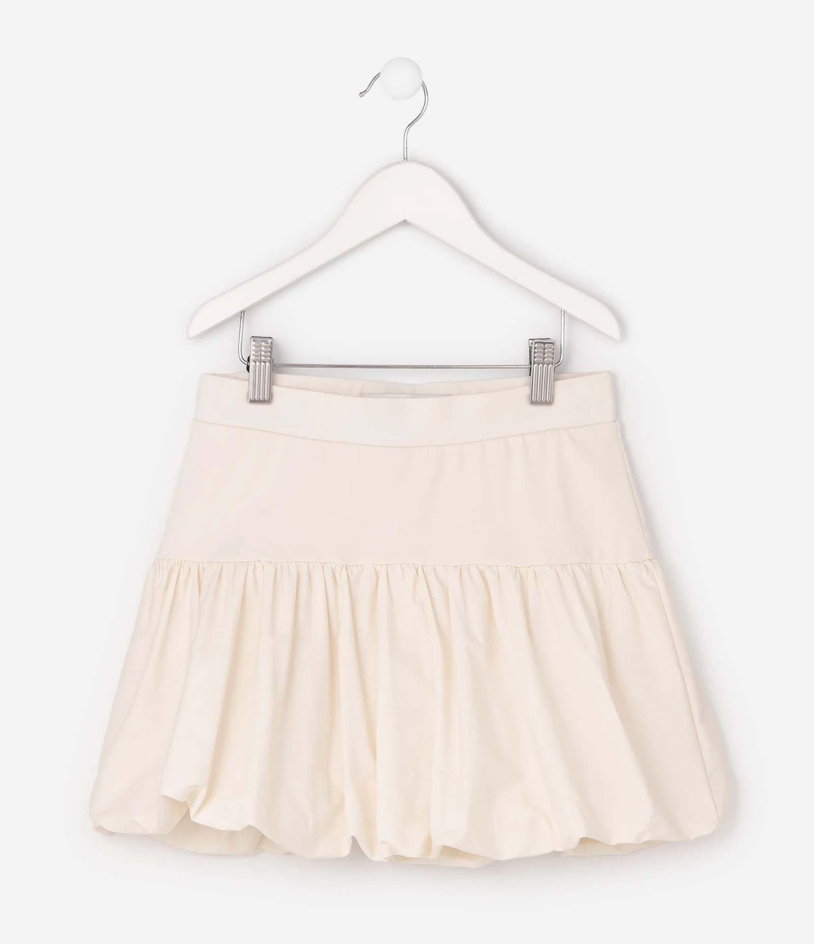 Short Saia Infantil Balonê em Tricoline - Tam 5 A 16 Anos Bege 2