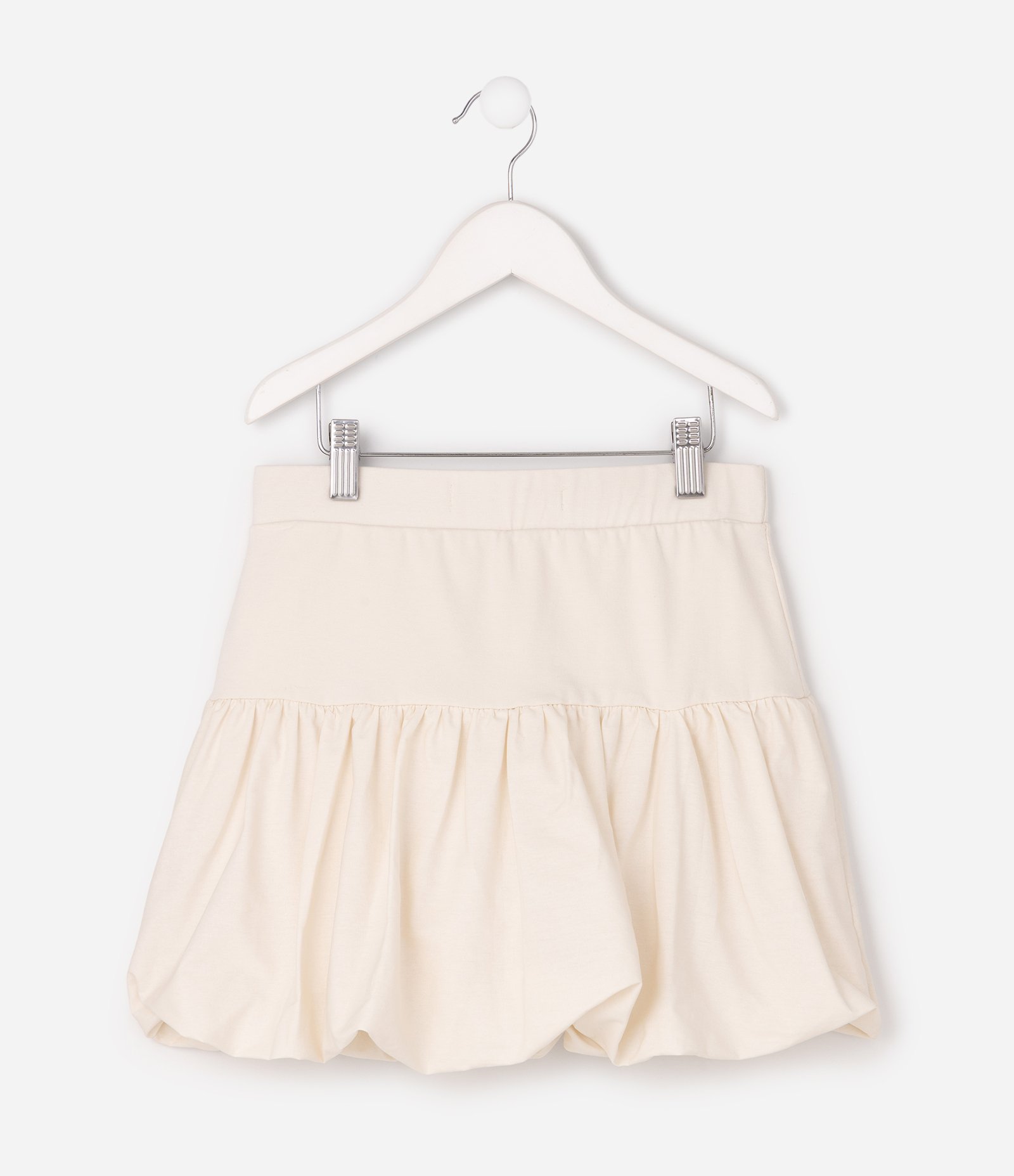 Short Saia Infantil Balonê em Tricoline - Tam 5 A 16 Anos Bege 3
