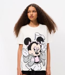 Camiseta Oversized em Algodão com Minnie Estampada