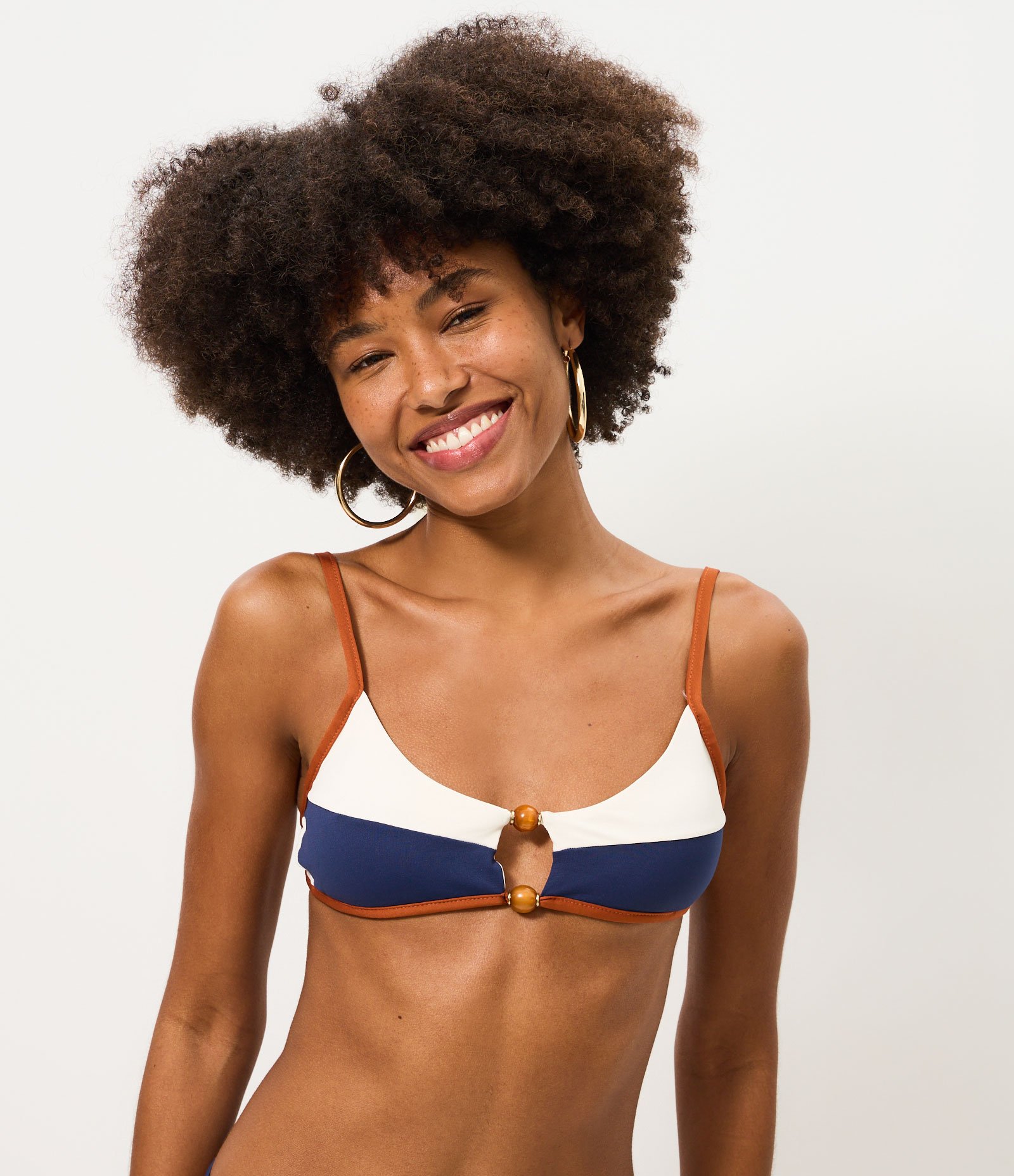 Biquíni Top Camisetinha em Microfibra com Estampa Color Block Azul 1
