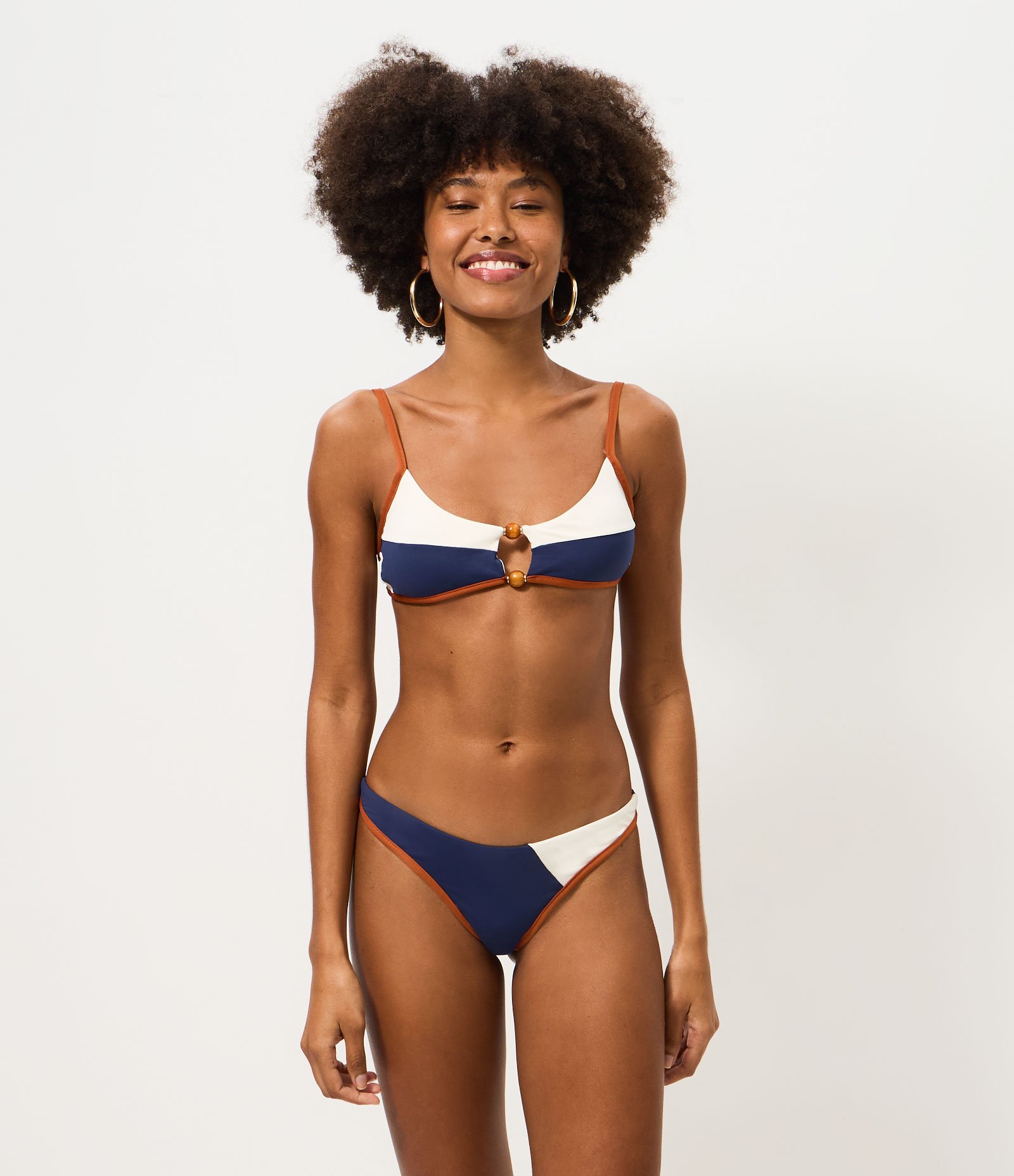 Biquíni Top Camisetinha em Microfibra com Estampa Color Block Azul 2
