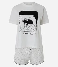 Pijama Curto em Algodão com Estampa Poá Mafalda