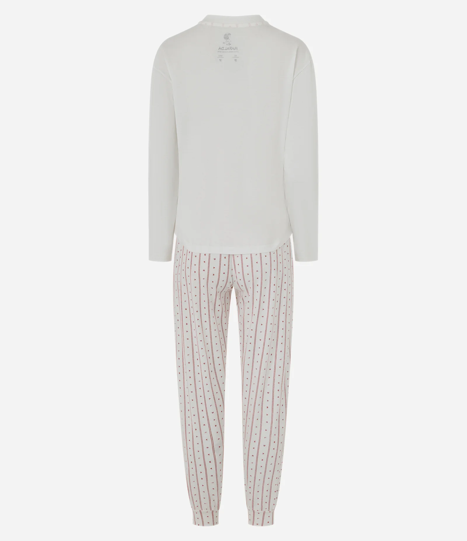Pijama Longo em Algodão com Estampa de Corações Mafalda Branco 2