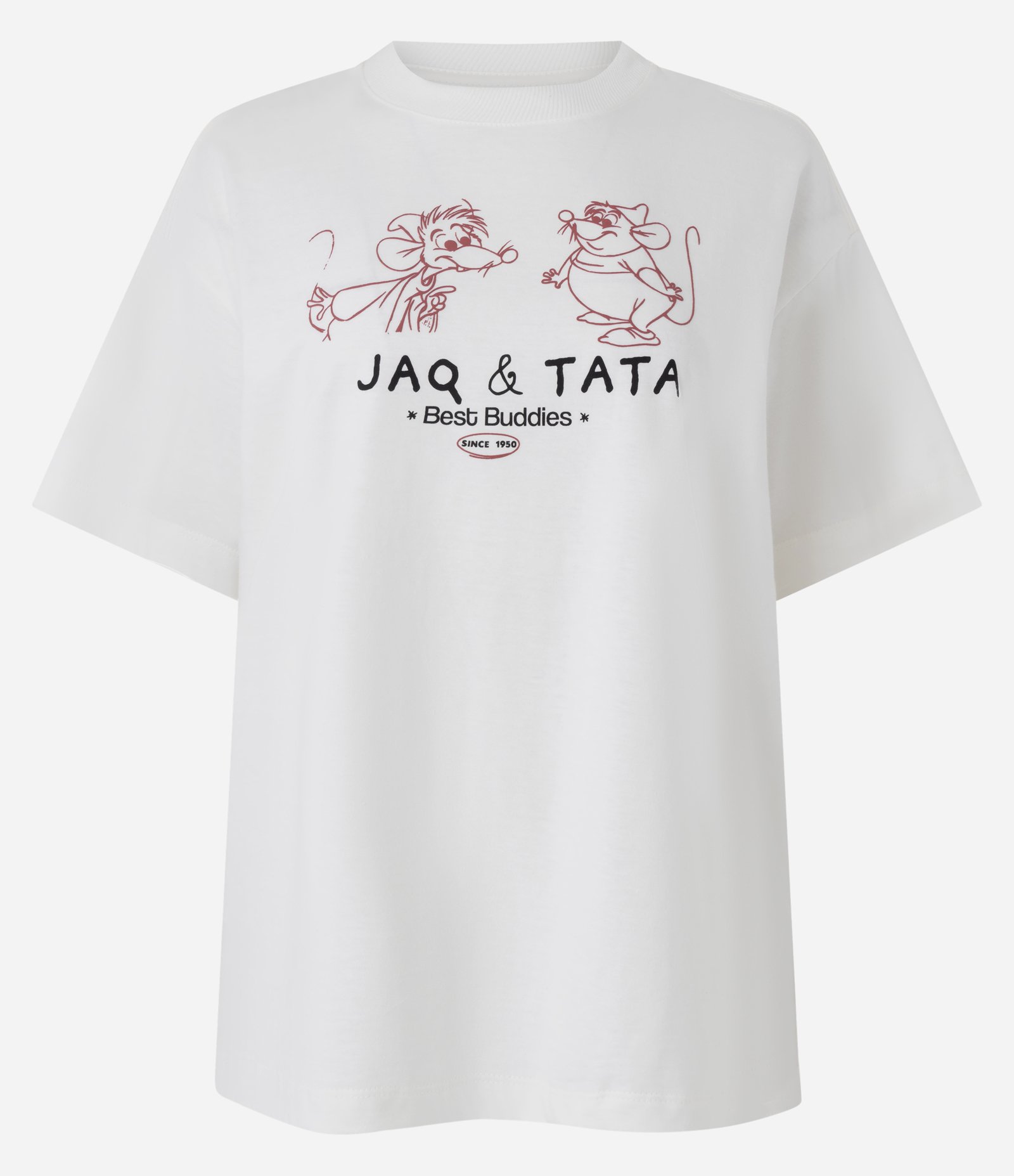Camiseta em Algodão com Jaq e Tata de Cinderella Estampado Branco 5