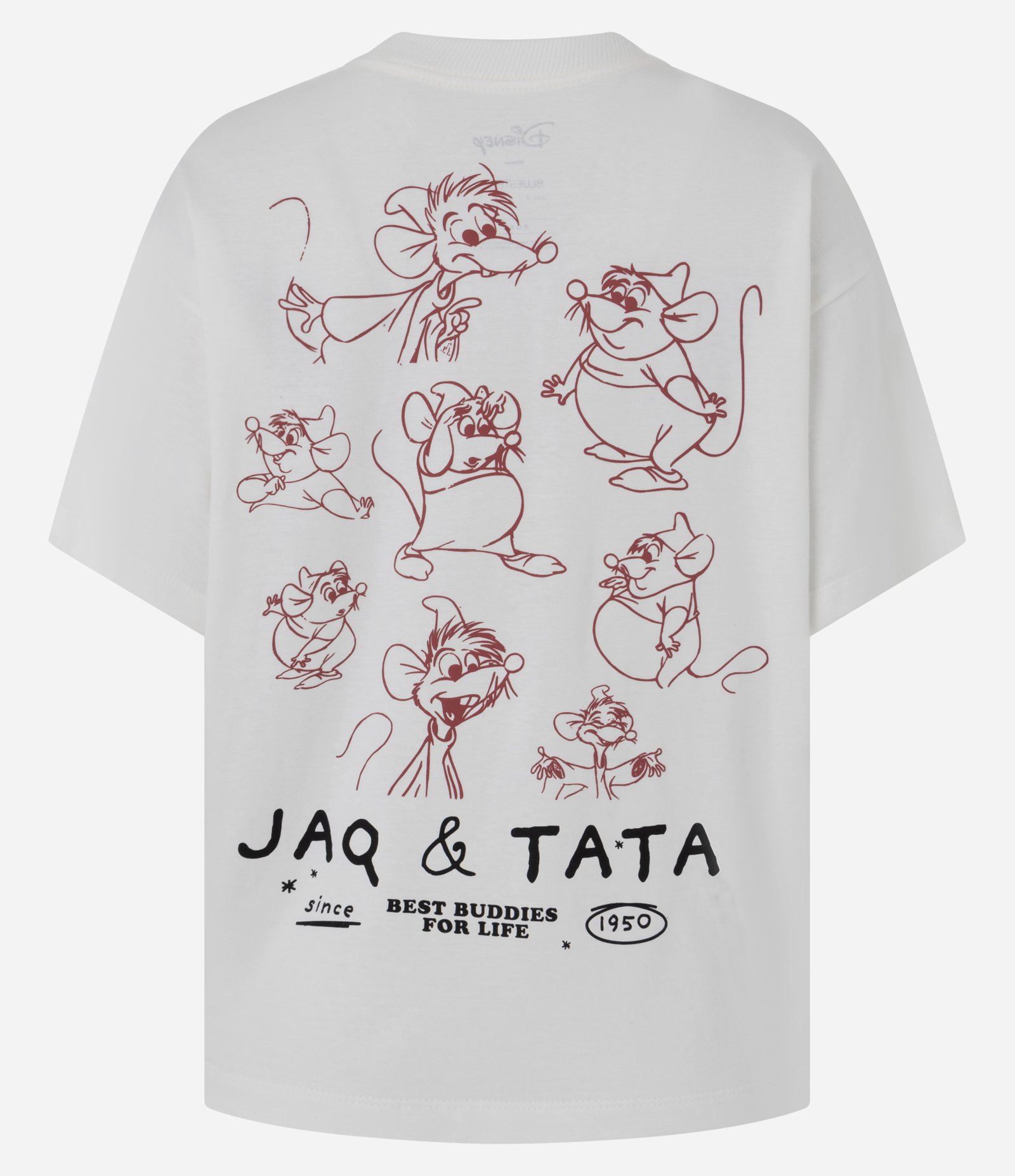 Camiseta em Algodão com Jaq e Tata de Cinderella Estampado Branco 6