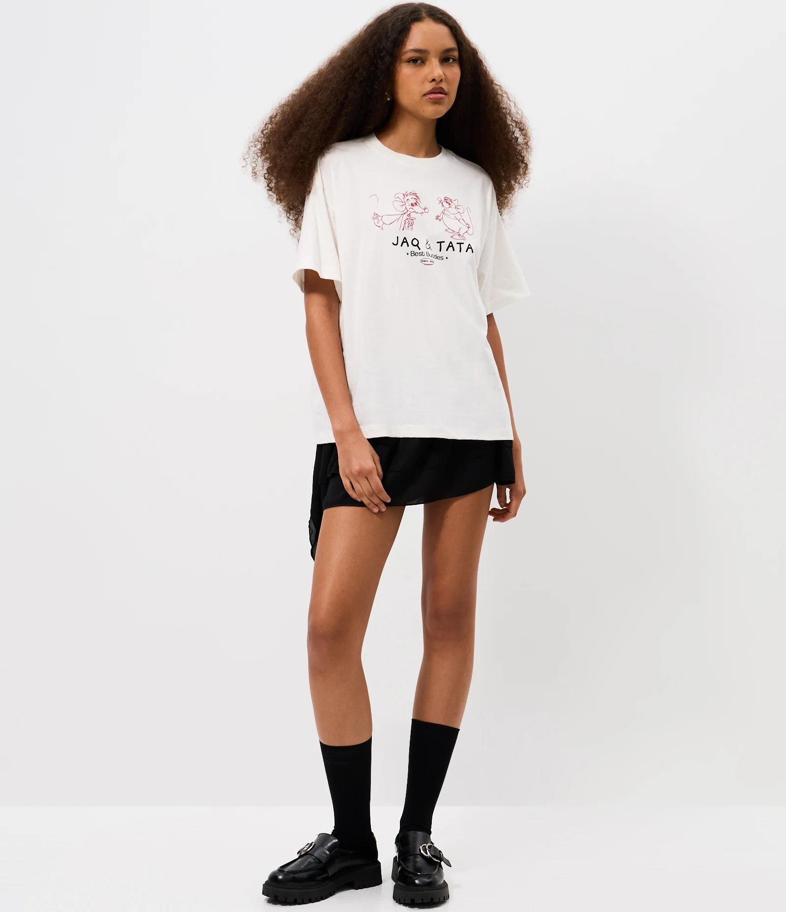 Camiseta em Algodão com Jaq e Tata de Cinderella Estampado Branco 2