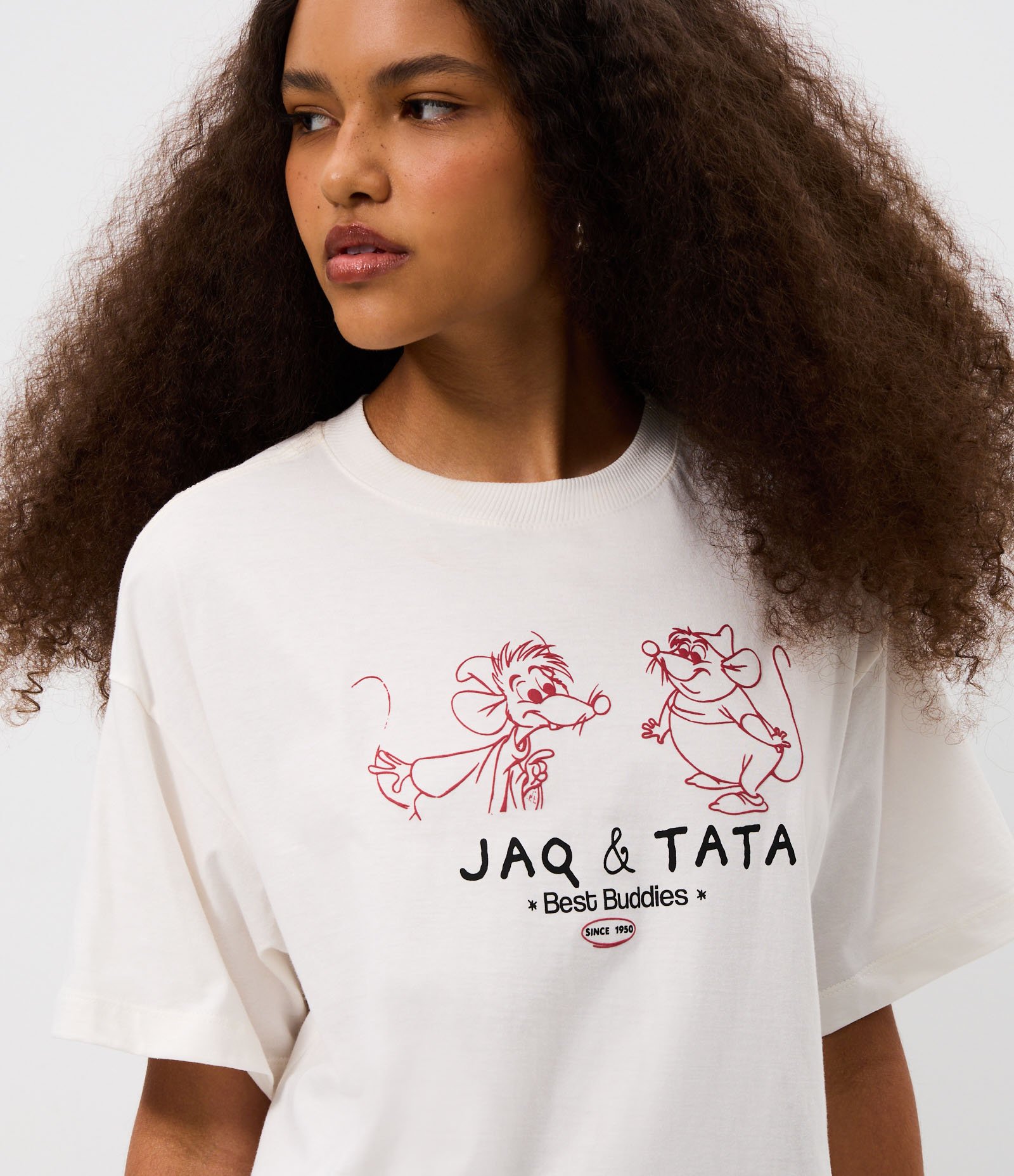 Camiseta em Algodão com Jaq e Tata de Cinderella Estampado Branco 3