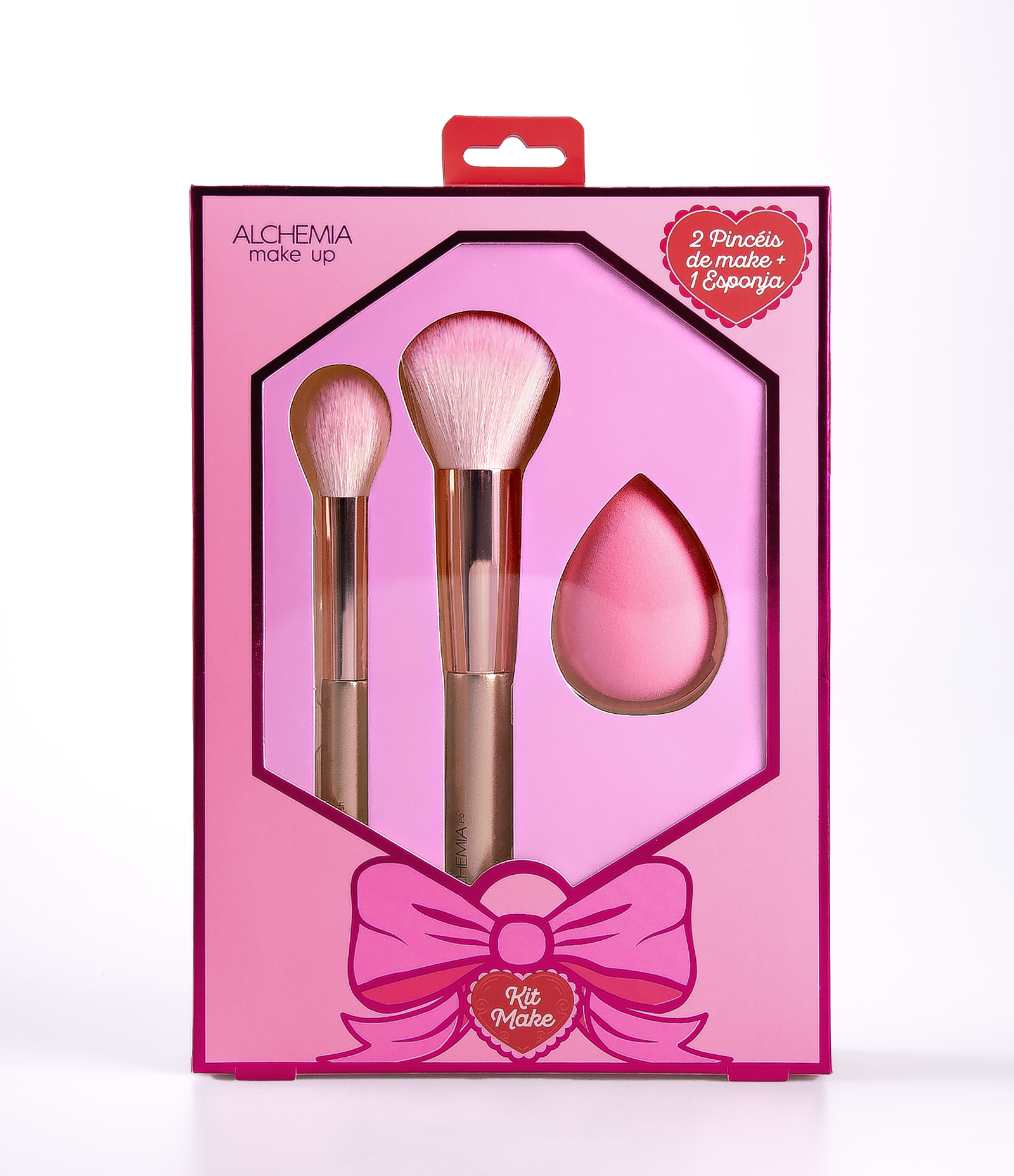 Kit Alchemia com 2 pinceis + 1 esponja de Maquiagem Sweet Heart KIT 1