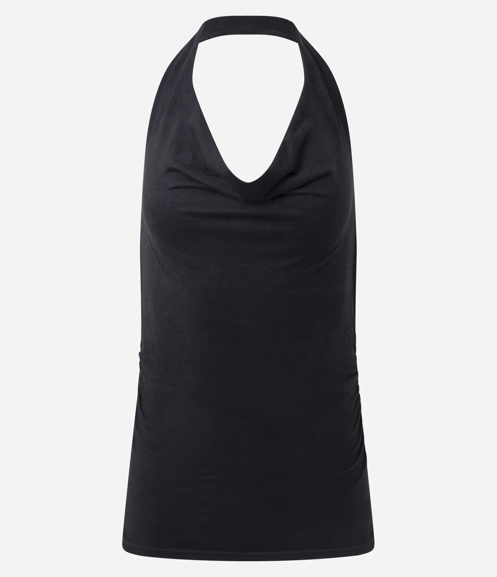 Blusa Frente Única em Suede com Decote Degagê Preto 1