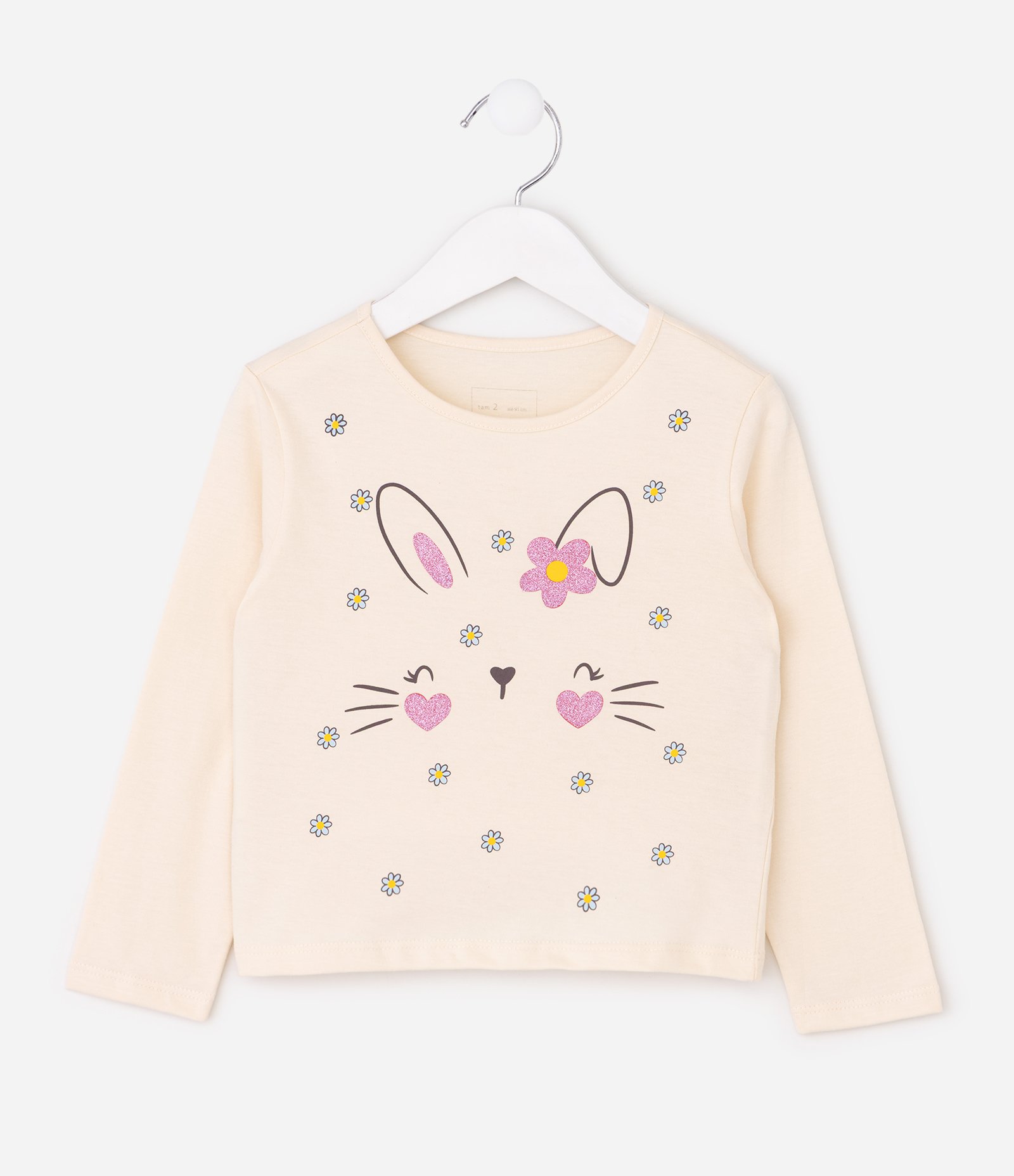 Blusa Infantil em Algodão com Estampa Coelhinha - Tam 1 a 6 Anos Bege 1