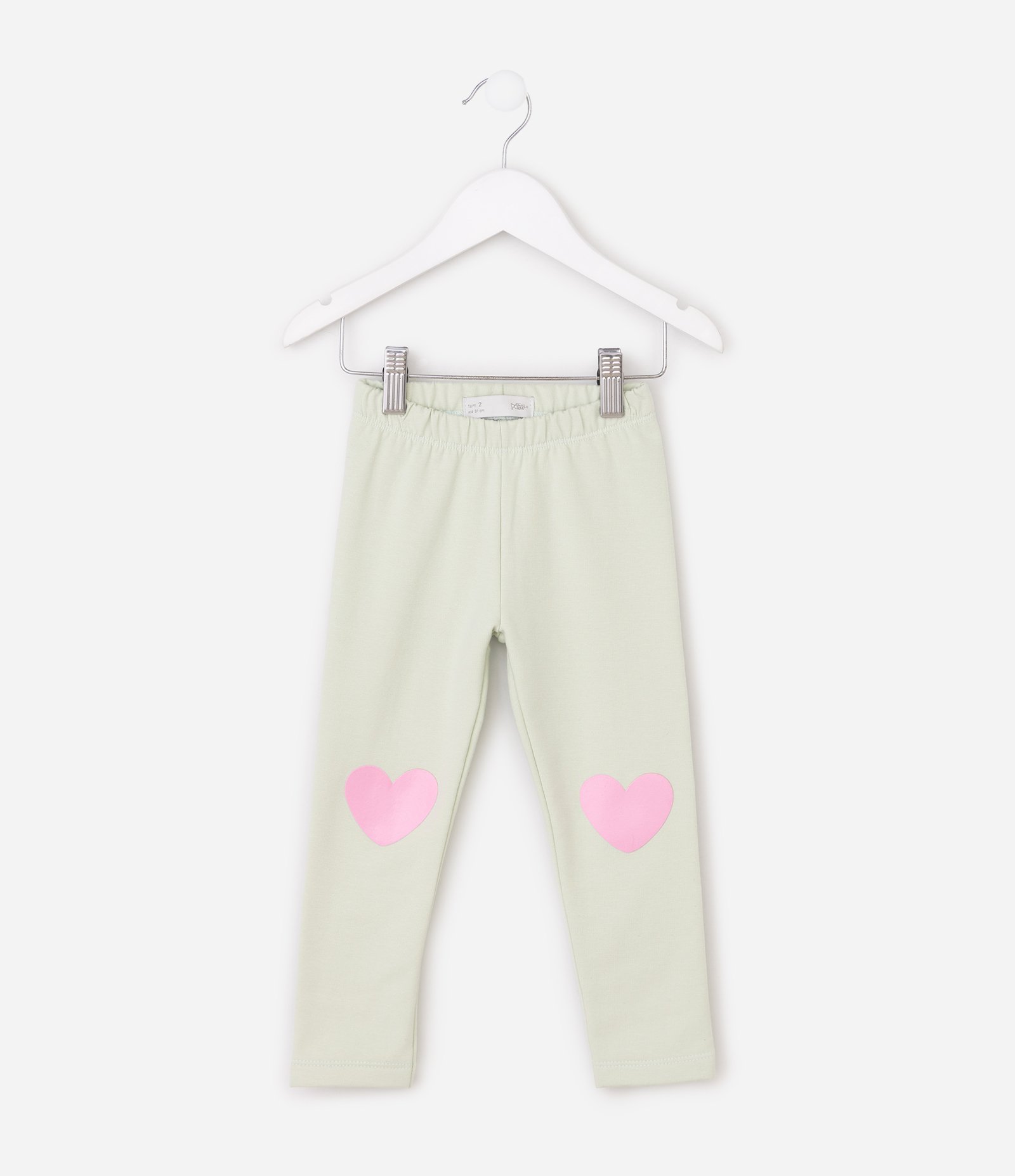 Calça Infantil Legging com Coração nos Joelhos – Tam 1 a 6 Anos Verde Claro 1