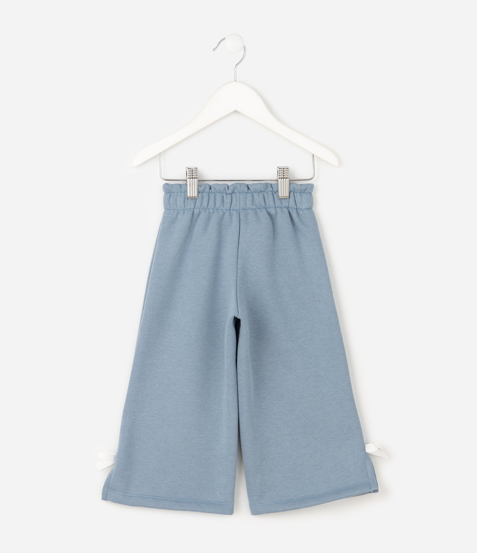 Calça Infantil Wide com Laço Aplicado na Barra – Tam 1 a 6 Anos Azul 2
