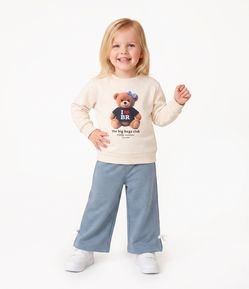 Calça Infantil Wide com Laço Aplicado na Barra – Tam 1 a 6 Anos