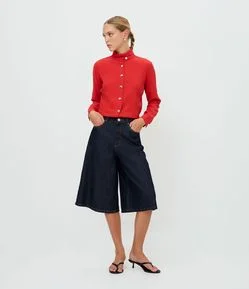 Bermuda Jorts em Jeans Raw com Cós com Passantes