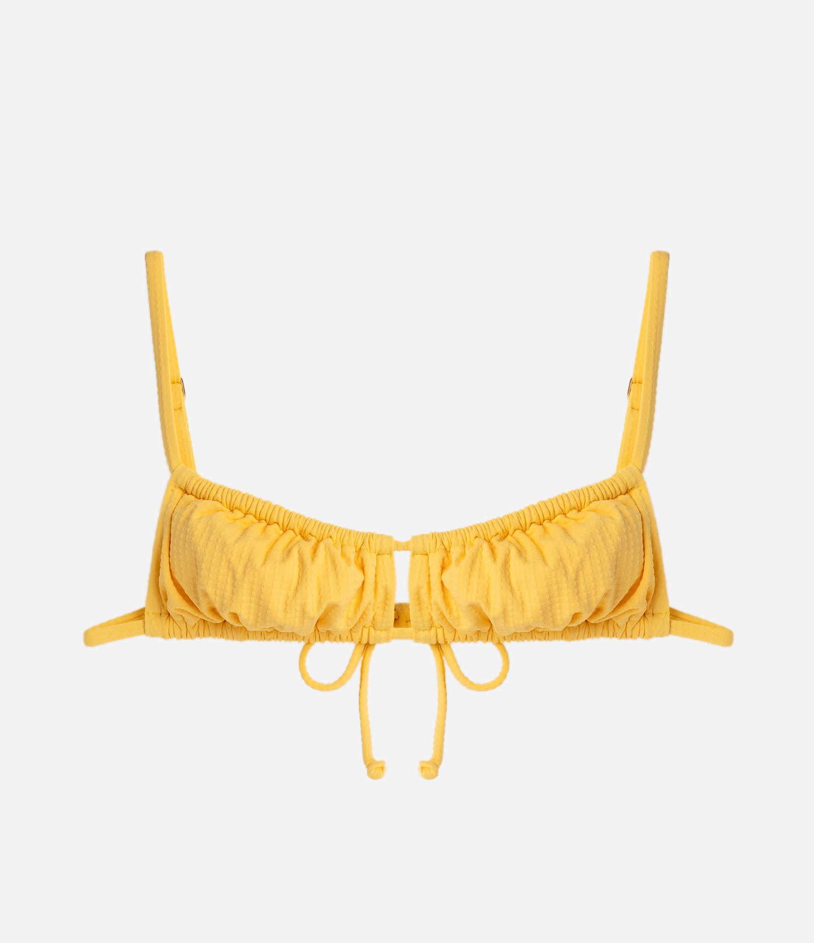 Biquíni Top Camisetinha em Microfibra Texturizada com Franzido Amarelo 5