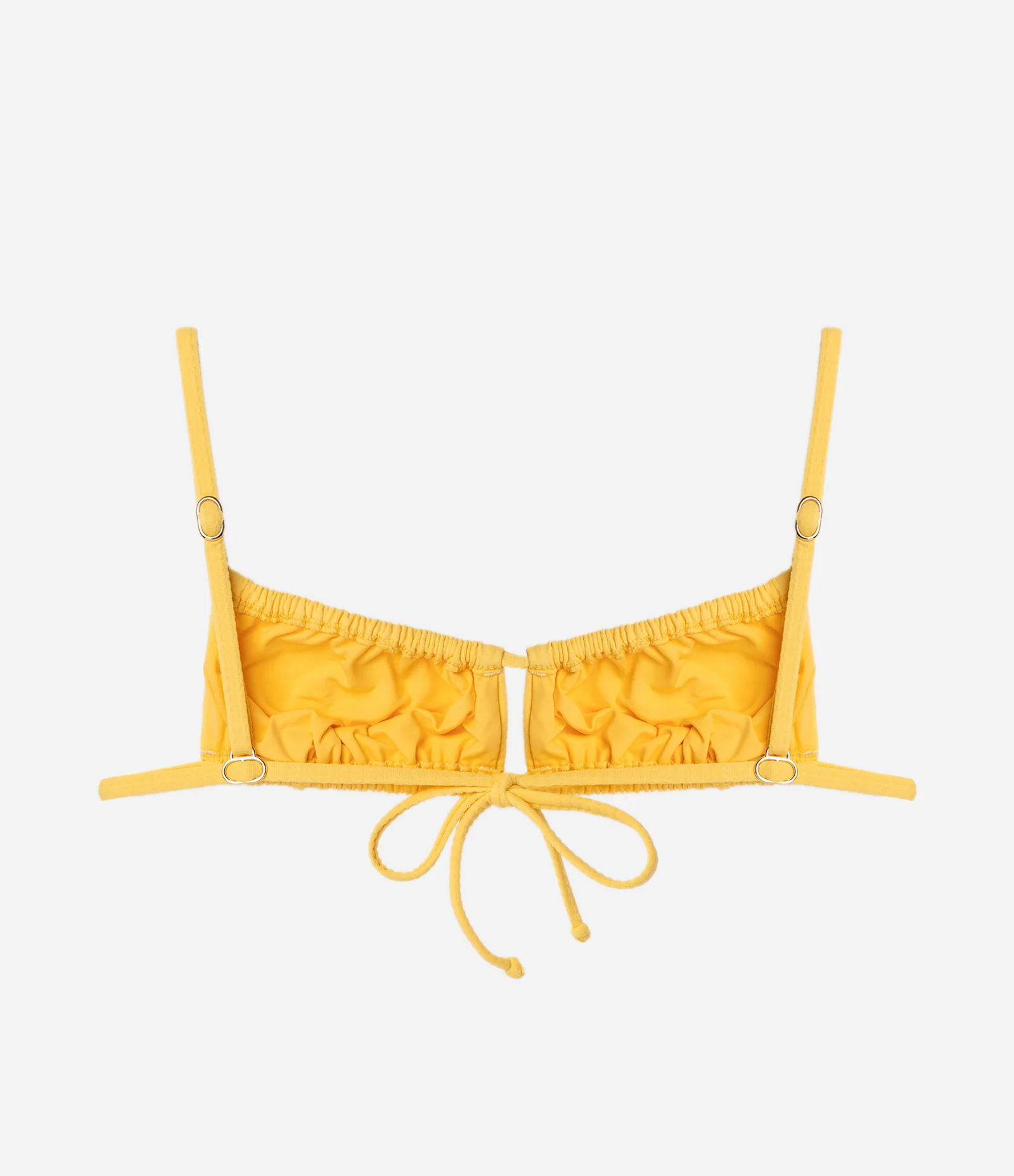Biquíni Top Camisetinha em Microfibra Texturizada com Franzido Amarelo 6