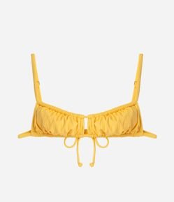 Biquíni Top Camisetinha em Microfibra Texturizada com Franzido