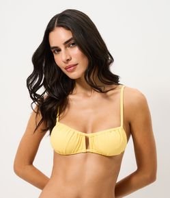 Biquíni Top Camisetinha em Microfibra Texturizada com Franzido