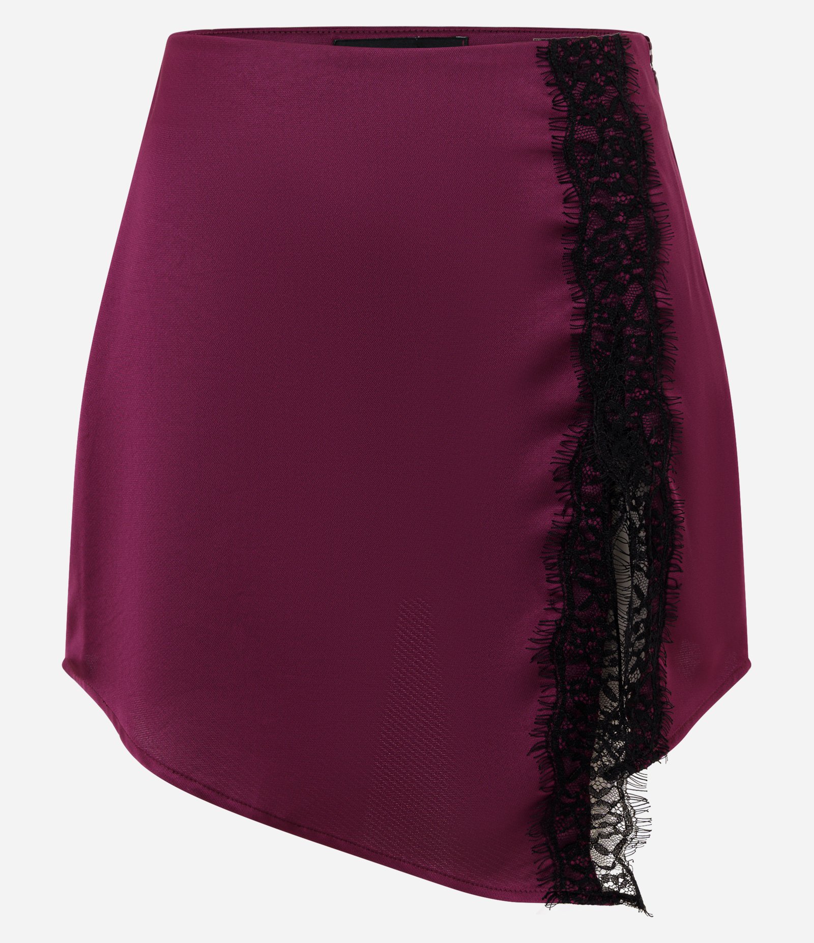 Saia Curta em Cetim com Fenda e Detalhe em Renda Roxo 5