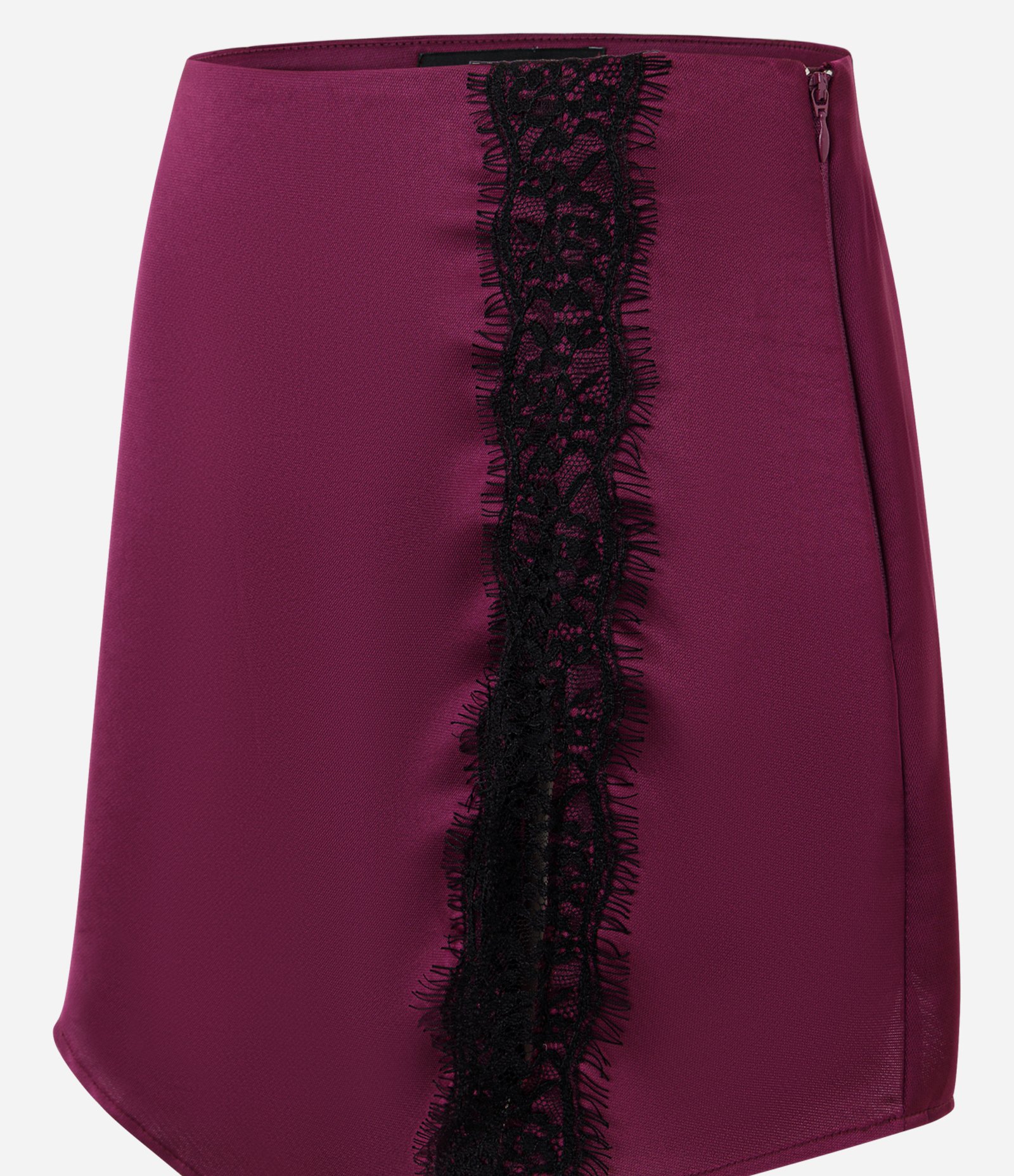 Saia Curta em Cetim com Fenda e Detalhe em Renda Roxo 7