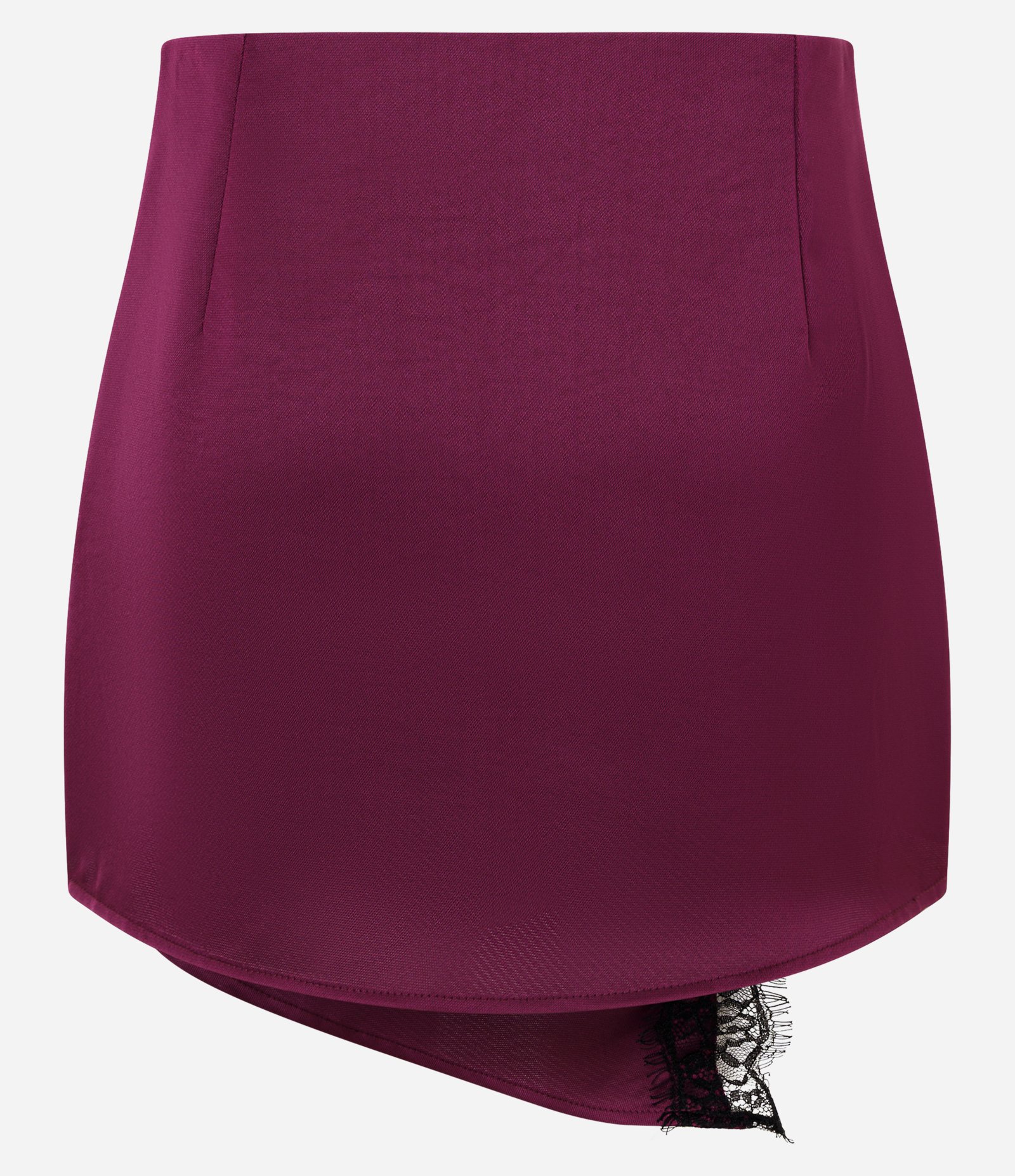 Saia Curta em Cetim com Fenda e Detalhe em Renda Roxo 8