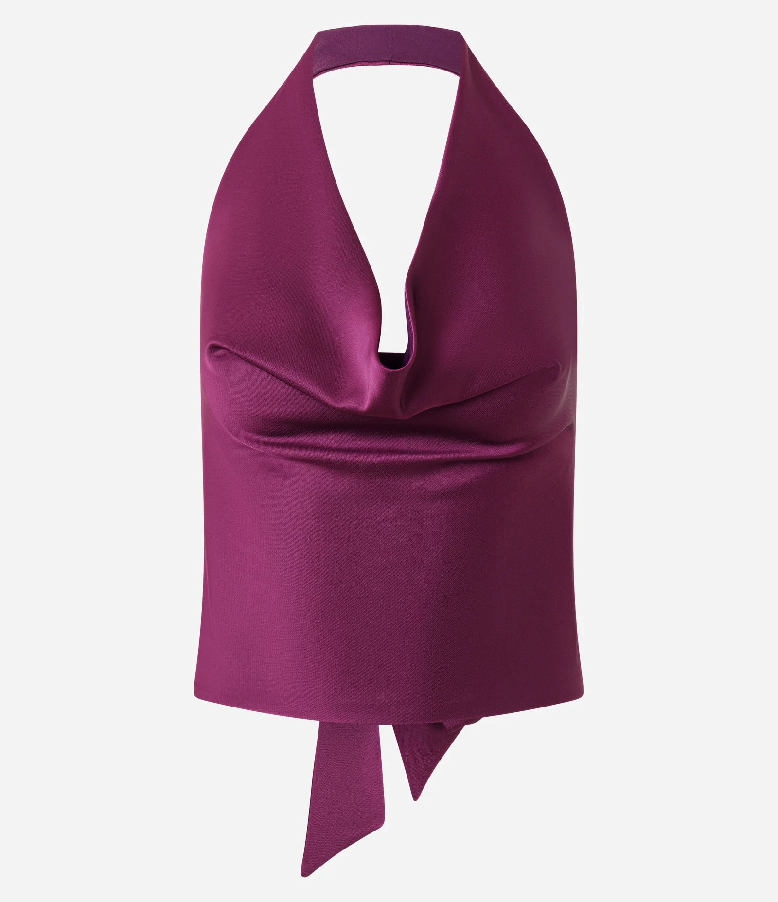 Blusa Frente Única em Cetim com Decote Degagê e Amarração nas Costas Roxo 1
