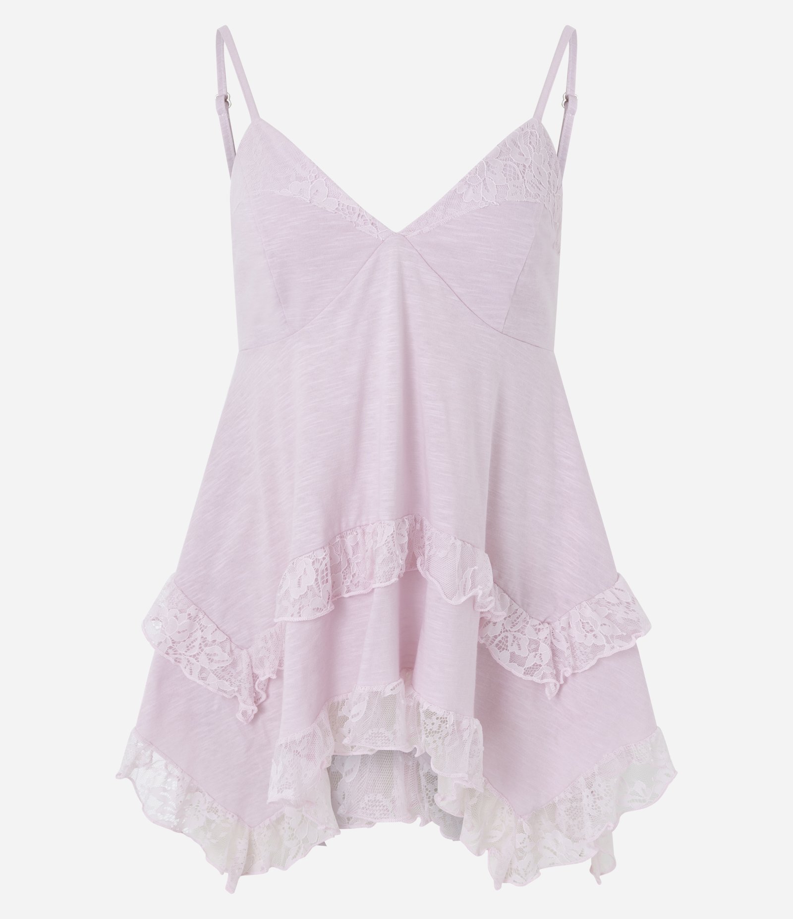 Blusa de Alcinha em Flame com Barra em Camadas e Detalhe em Renda Rosa 5