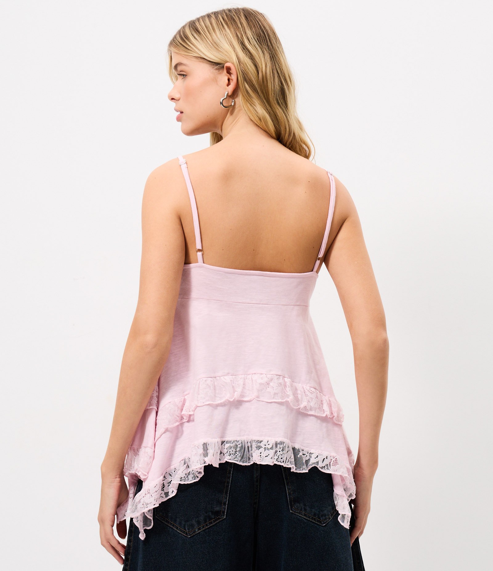 Blusa de Alcinha em Flame com Barra em Camadas e Detalhe em Renda Rosa 4