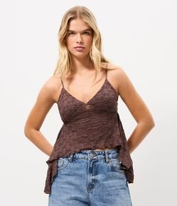 Blusa de Alcinha em Renda com Pontas Assimétricas