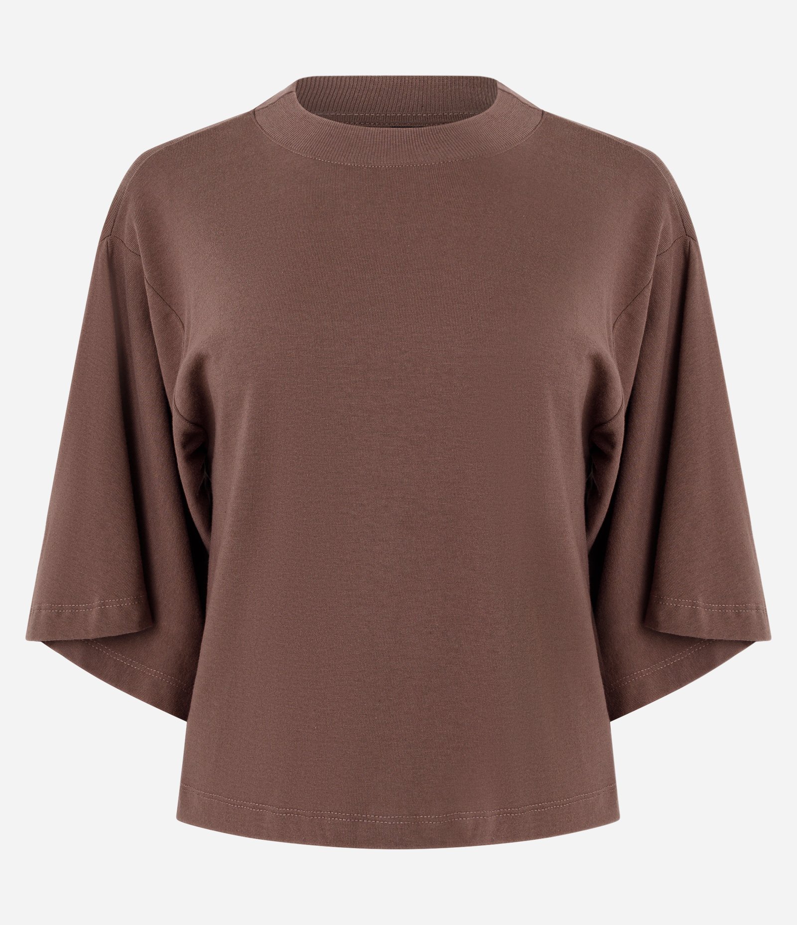 Blusa em Algodão com Manga Ampla e Recortes Marrom 5