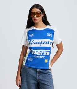 Camiseta em Algodão com Estampa Uruguay