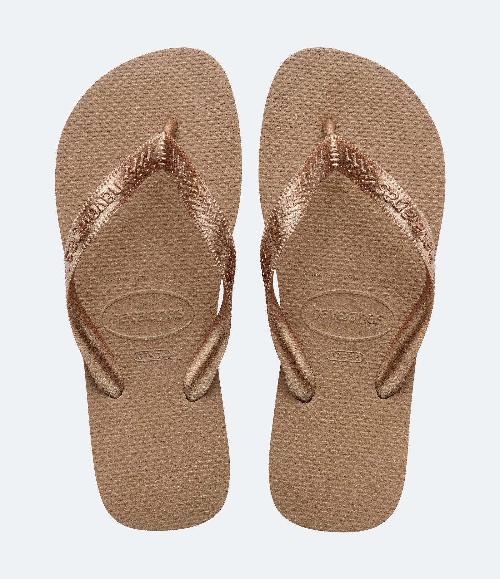 Chinelo Emborrachado Havaianas com Tiras Metalizadas Bege 1