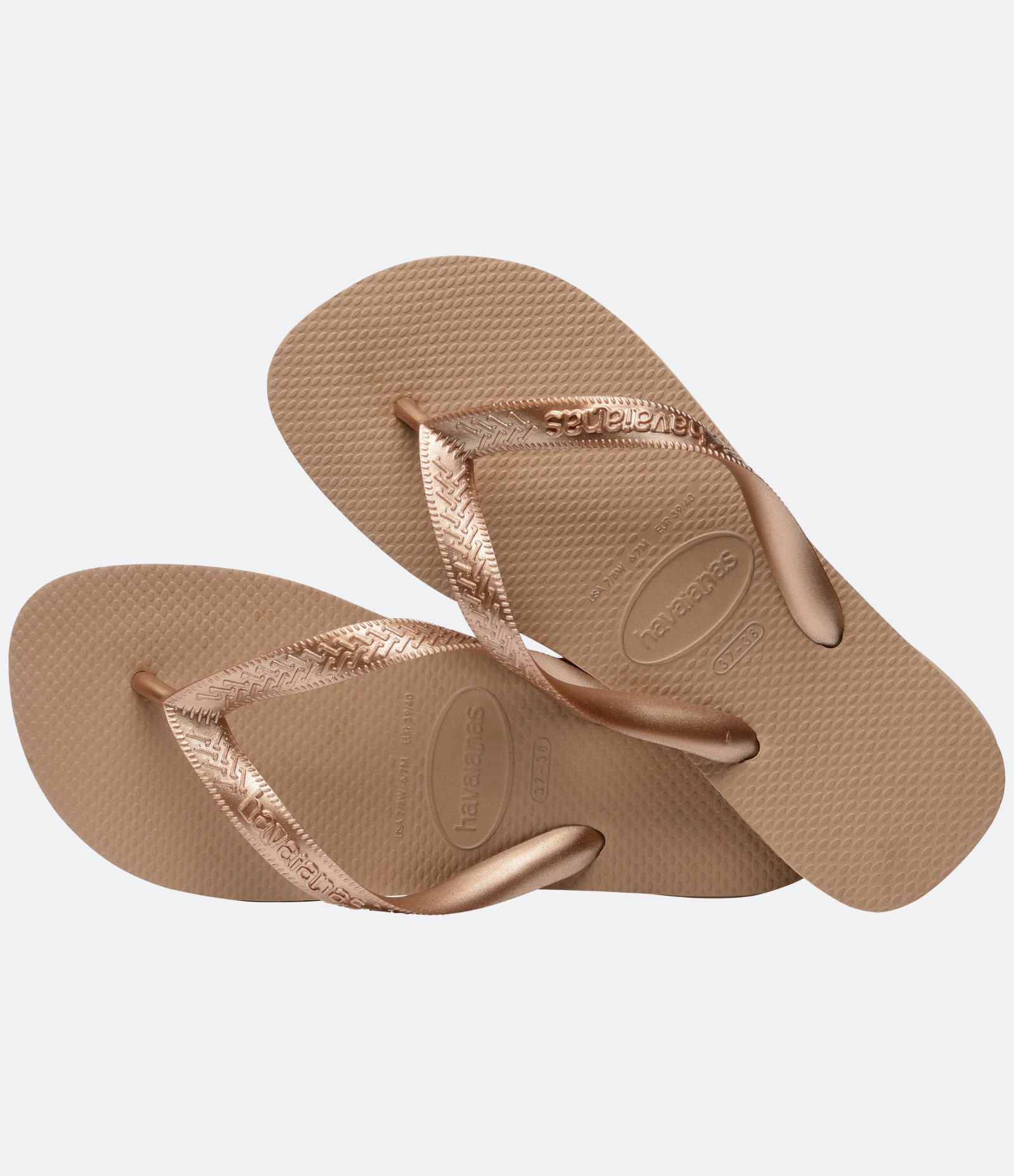 Chinelo Emborrachado Havaianas com Tiras Metalizadas Bege 2