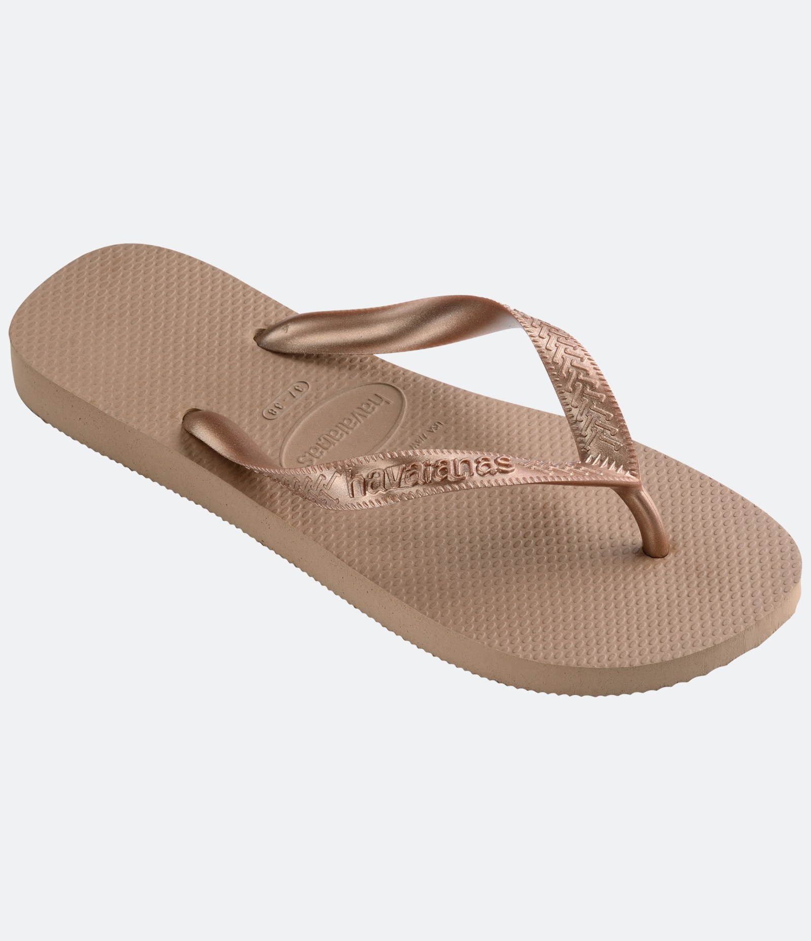 Chinelo Emborrachado Havaianas com Tiras Metalizadas Bege 3