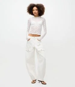 Calça Barrel em Jeans com Cintura Baixa