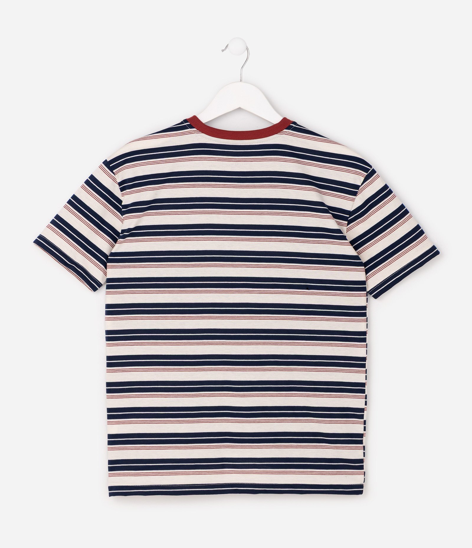 Camiseta Relaxed Listrada com Gola Contrastante - Tam 5 a 14 Anos Off White 3