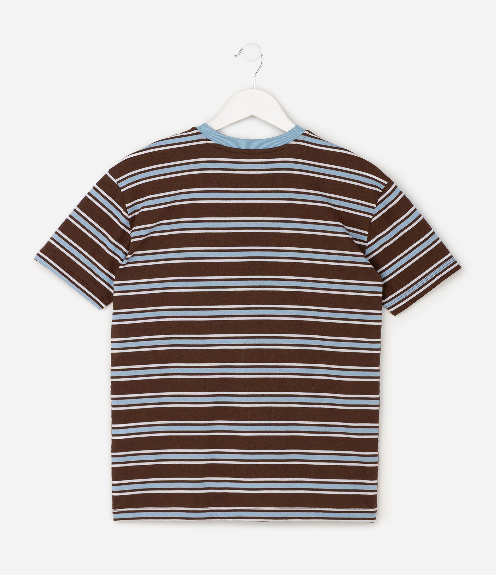 Camiseta Relaxed Listrada com Gola Contrastante - Tam 5 a 14 Anos Multicores 4