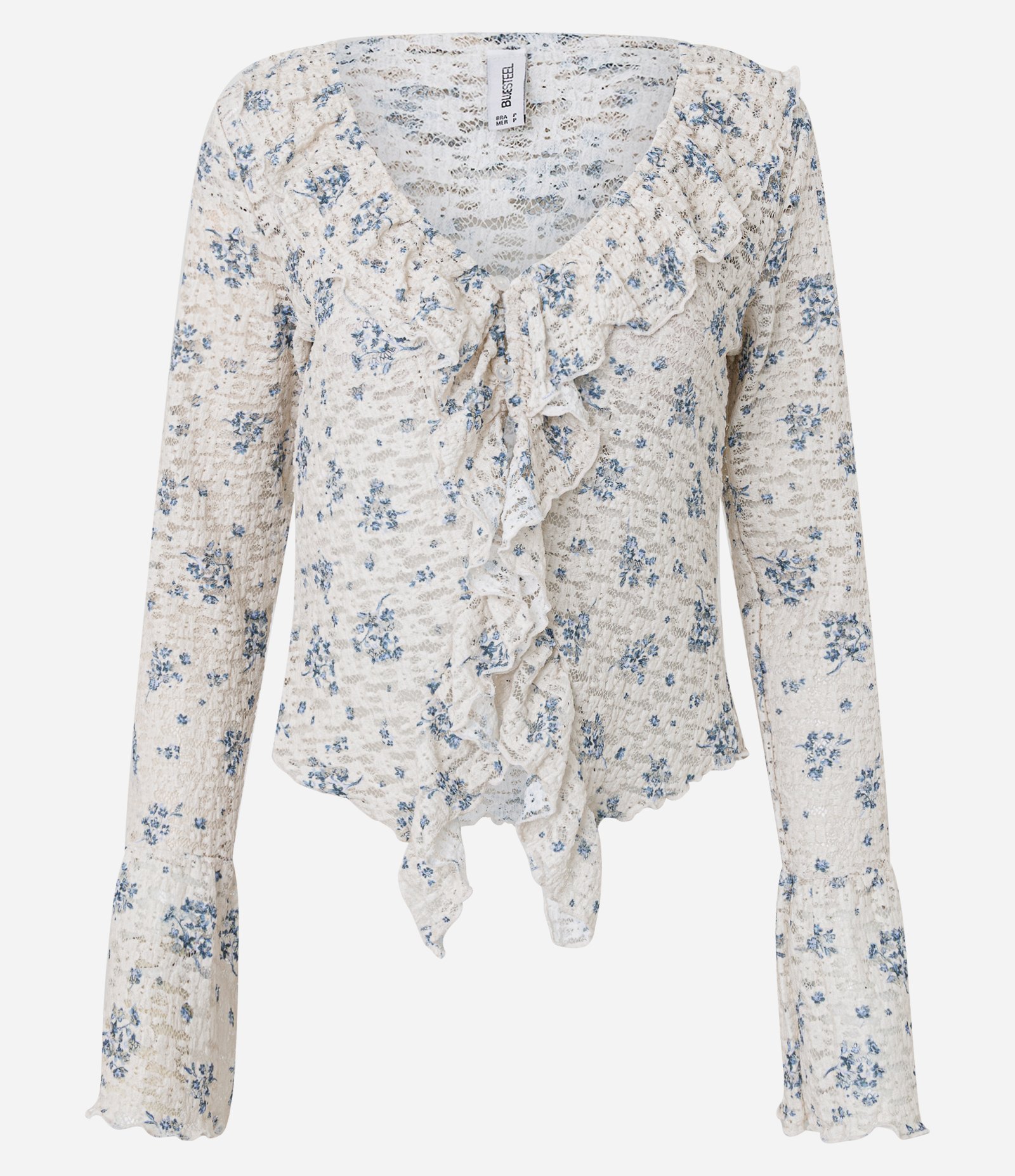 Blusa Bata em Renda Floral Liberty com Babados Branco 5