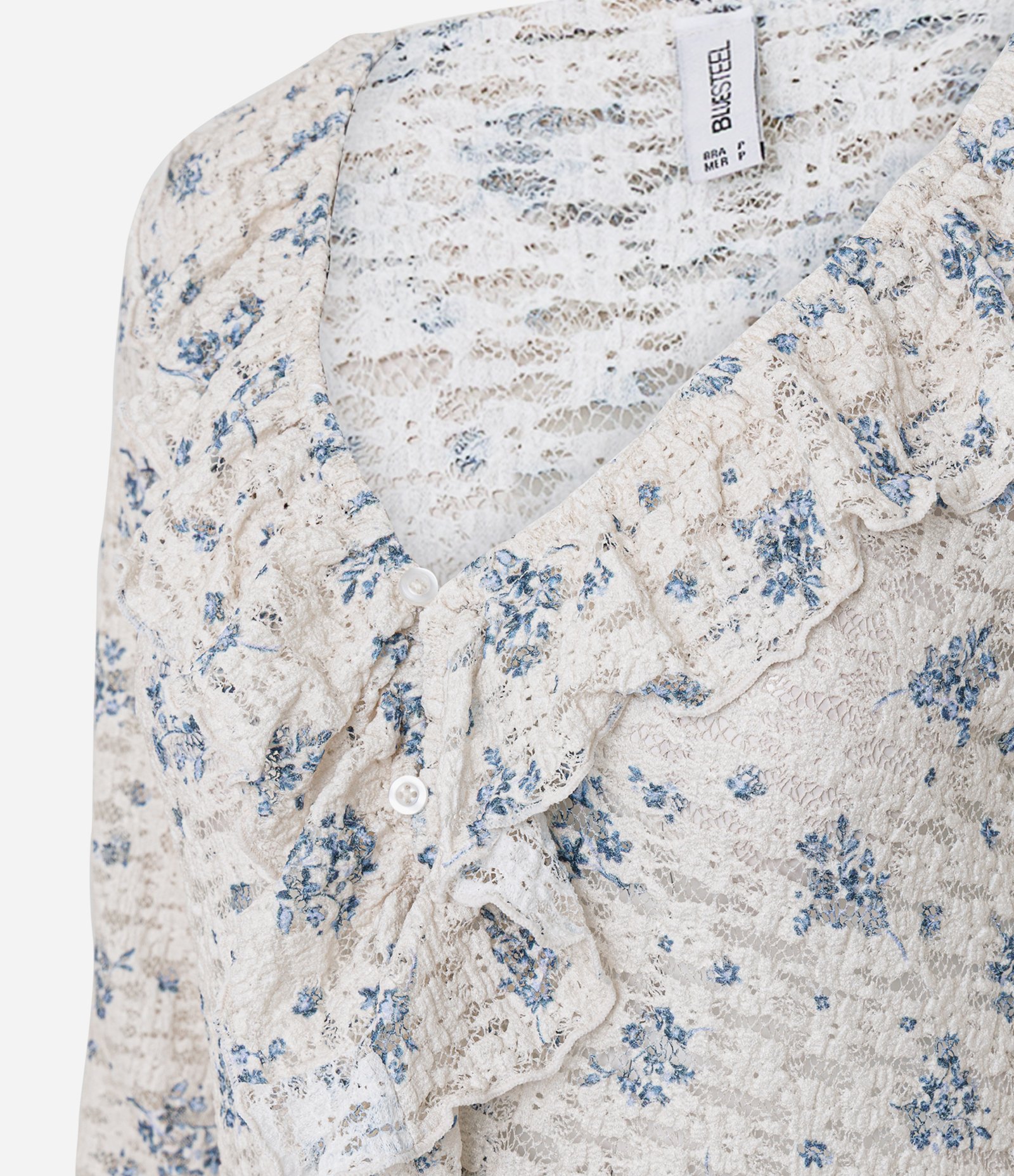 Blusa Bata em Renda Floral Liberty com Babados Branco 6