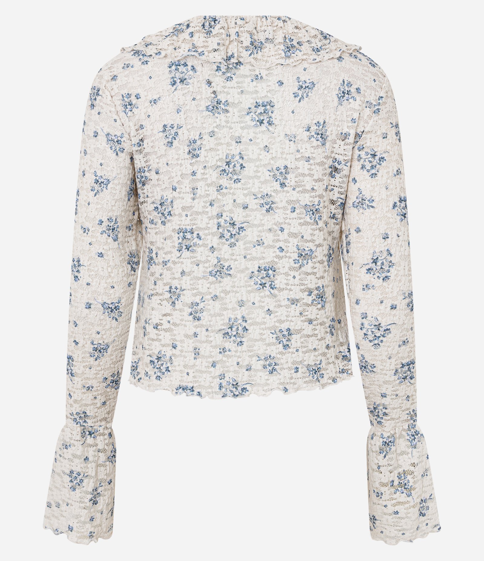 Blusa Bata em Renda Floral Liberty com Babados Branco 7